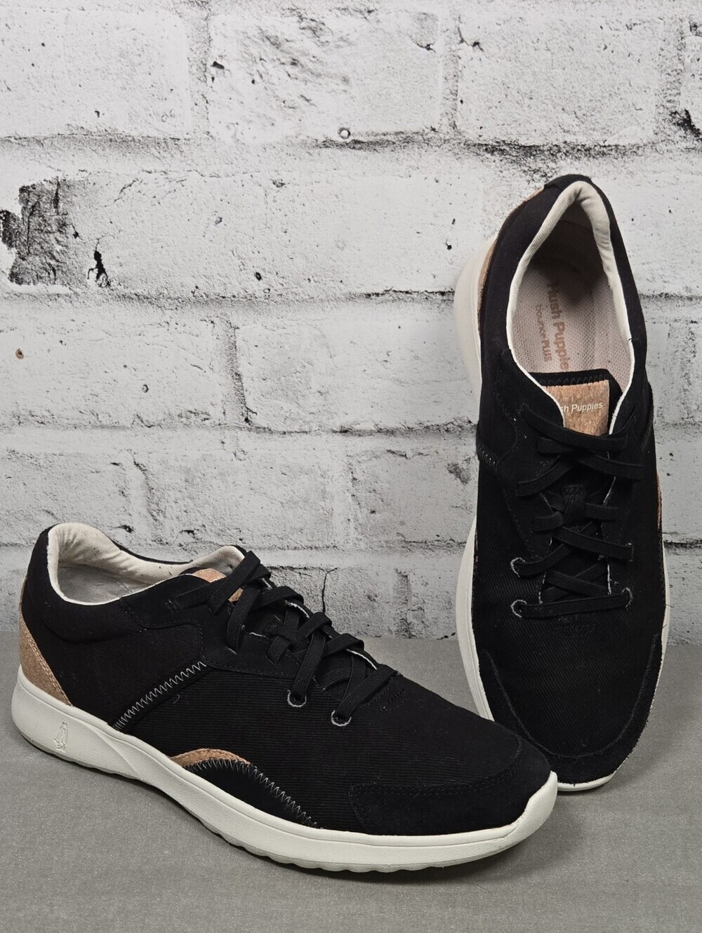 Hush Puppies Body Shoe Walking Sneakers Black Cork Trim US 10